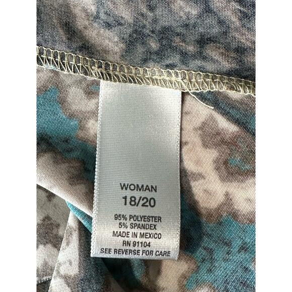 Dressbarn Women’s Blouse Beaded Neckline 18/20 Handkerchief Hemline Turquoise - Picture 8 of 11